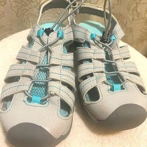 Eddie Bauer bump toe sandal, blue and gray size 3